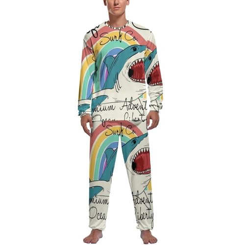 Pyjama homme Requin Arc-en-Ciel ensemble pantalon anti-irritation