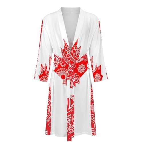 Canada Flag Paisley Pattern Funny Men's Robe Soft Lightweight Bathrobe Long-sleeve Spa Robes4