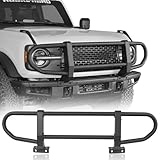 Hooke Road Bronco Front Brush Grille Guard Full-Width Push Bull Bar for 2021-2025 Ford Bronco 2 or 4 Doors (ONLY for Models with Factory Modular Steel Front Bumper)