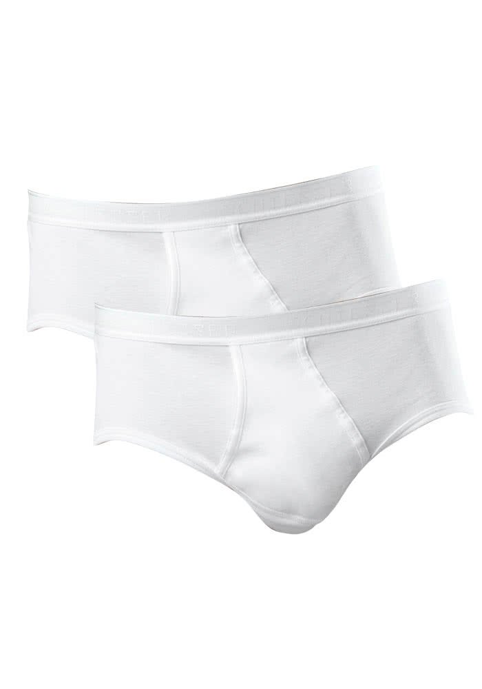 Schiesser Men's 2 Pack Sports Briefs with Fly - Original Fine Rib