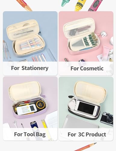 Image of SUNEE Cute Pencil Case, Aesthetic Pen Pouch, Colored Large Pencil Bag with Zipper, Kawaii Stationery Storage and Organizer, School Supplies for Teen and Adult Girls, Black