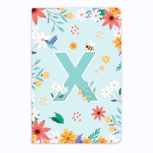 Image of Initial X Premium Soft Bound Notebook Diary for Girls and Women (B6, 90 GSM, 160 Ruled Pages) Floral Design Notebook Journal Diary