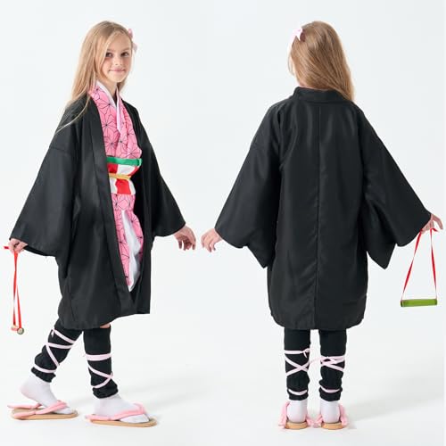 BUWHIN Nezuko Cosplay Costume Kimono for Kids Adults Robe Japanese Anime Costume Halloween Kimono Ou
