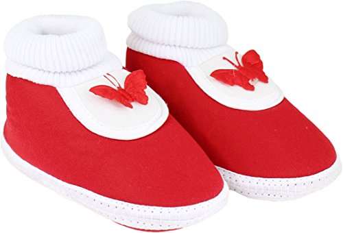 Image of Neska Moda 0 To 6 Months Baby Boys & Girls Cotton Butterfly Slip On Baby Booties