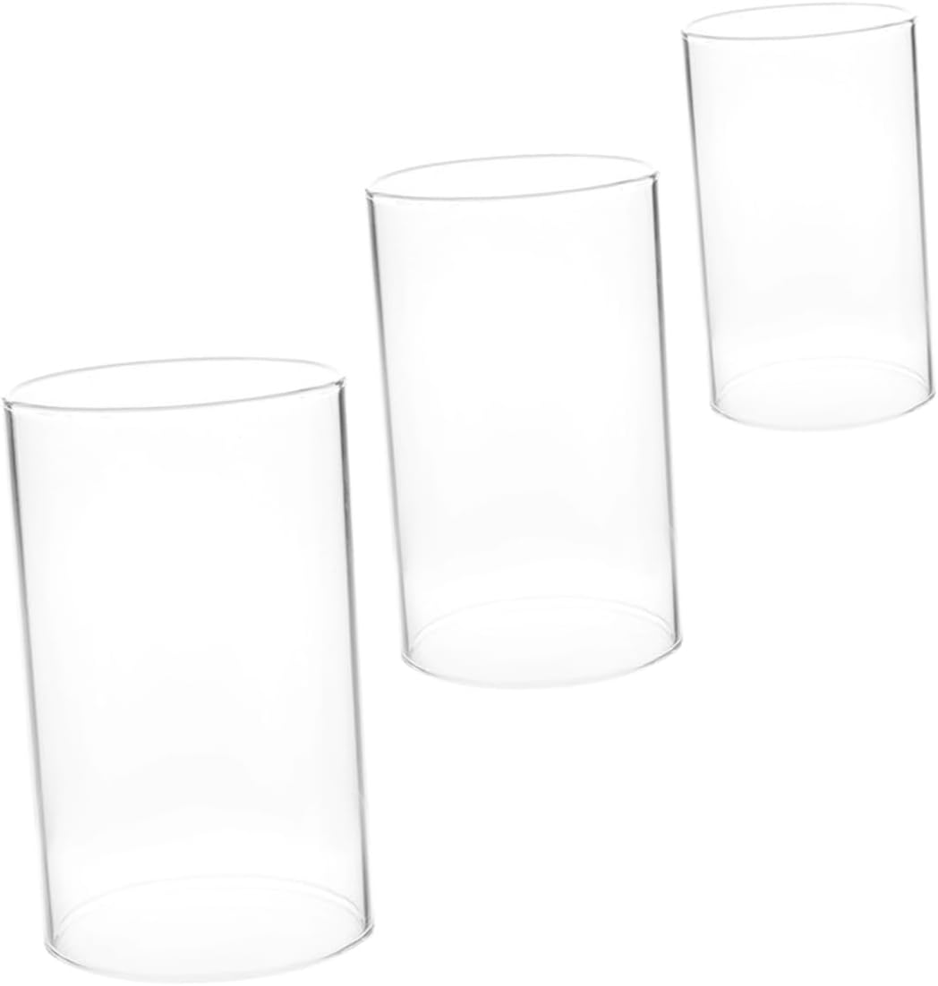 Garneck 3pcs Glass Candle Holder Sleeve Glass Candle Tube Shade Holder Tapered Home Decorative Shade