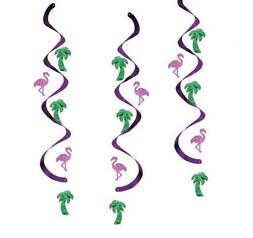 Creative Converting Dizzy Danglers Flamingos and Palm Trees Hanging Party Decor, One Size, Multicolor