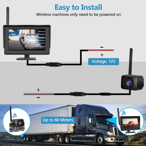 Hodozzy Wireless Digital Reversing Camera Set including 4.3 Inch IPS Screen Monitor and AHD Camera Night Vision Waterproof IP68 Backup Reversing Camera - Image 2
