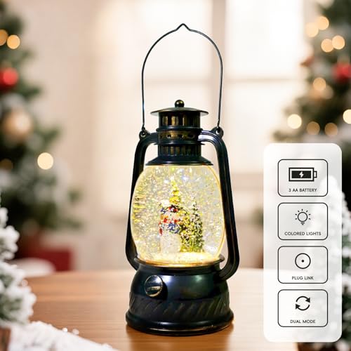 Christmas Snow Globes Glittering Christmas Table Decorations with 8 Songs Musical Water Lantern Colorful Resin Hand-Painted Snowman Statue - Image 3