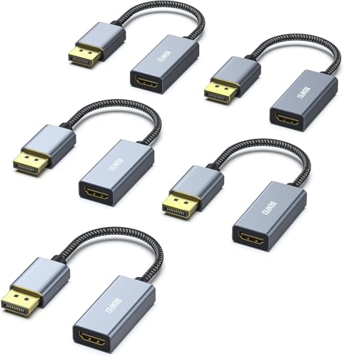 Image of BENFEI 5 Pack 4K DisplayPort to HDMI Adapter Cable, (2K 60Hz, 1080p 120Hz) Uni-Directional Display Port to HDMI Monitor Converter Compatible for HP, Dell, GPU, AMD, NVIDIA, More. Male to Female
