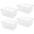 LISHINE 4 Pack Deep Freezer Organizer Bins Stackable Wire Basket for Organizing Metal Wire Storage Baskets for Pantry, Freezer Baskets for Chest Freezer, Upright Freezer