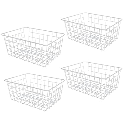 LISHINE 4 Pack Deep Freezer Organizer Bins Stackable Wire Basket for Organizing Metal Wire Storage Baskets for Pantry, Freezer Baskets for Chest Freezer, Upright Freezer