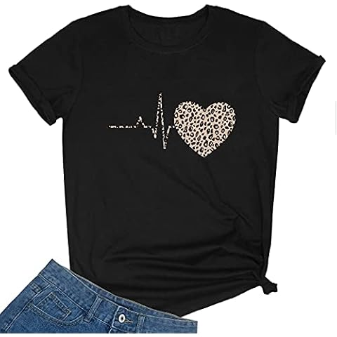 BLACKMYTH Women Graphic Cute T-Shirts Cotton Tops Black Large Cover