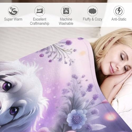 Couverture douce de qualité supérieure en flannel motif chien 100x130