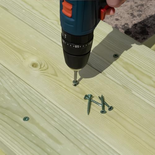 Image of Wood Screws 1 Inch, FIXLINK Deck Screws #8 x 1, 310 PCS, Epoxy Coated, T25 Star Bit Above 1500 Hour Salt Spray Coating Outdoor Decking Screws Excellent Rust Resistant for Outdoor Wood Fence, Green