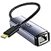 USB C to Ethernet Adapter, Plug and Play Gigabit USB C Network Adapter, Thunderbolt 4/3 to RJ45 Dongle, Aluminum Case Ethernet Adapter Compatible for MacBook Pro/Air, iPad, iPhone, XPS
