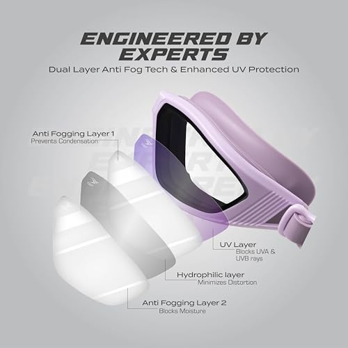 Image of AquaElite Ultra Wide High Clarity Swimming Goggles for Men & Women| Lab tested by Experts | Dual Anti Fog Tech with UV Protection 400 | Polycarbonate Lens with Adjustable Silicone Strap - Purple