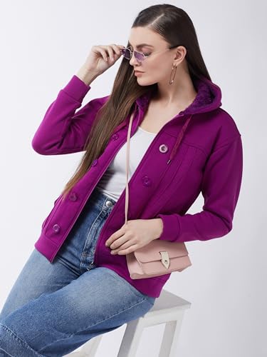 Image of Pivl Casual Solid Full Sleeves Stylish Women Fleece Jacket with Zipper Hoodie II Hooded Neck II Winter Wear