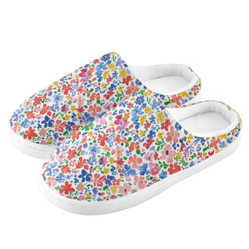 JUNZAN Iceland White Beauty Summer Flowers Cotton Slippers for Men Comfortable Memory Foam Travel Slippers for Outdoor Funny Presents 6-74