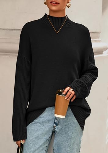 PRETTYGARDEN Casual Long Sleeve Oversized Sweaters for Women 2025 Loose Mock Neck Pullover Sweater Ribbed Knit Fall Clothes2