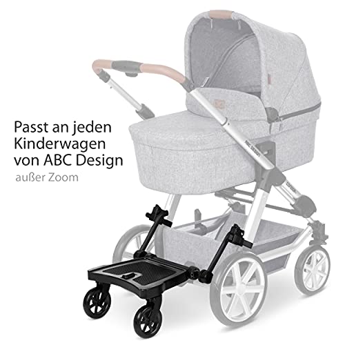 ABC Design Trittbrett Kiddie Ride On 2 – Buggyboard für Geschwister – Universelles Zubehör für Kinderwagen – Passender Sitz separat erhältlich – Farbe: black