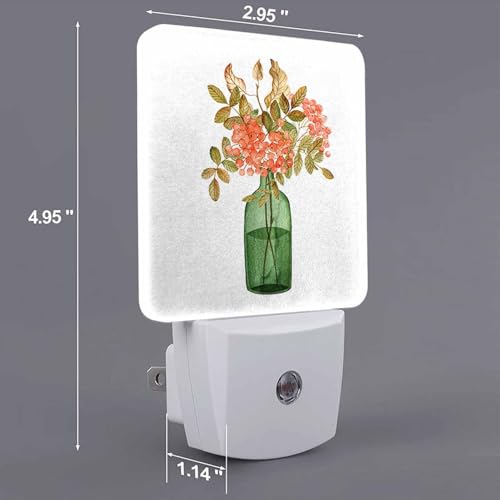 Image of LED Night Light,Vintage Autumn Aesthetic Bouquet LED Night Light Plug into Wall with Dusk to Dawn Light Sensor White Energy Efficient Nightlight for Bedroom Bathroom Hallway LivingRoom Kitchen