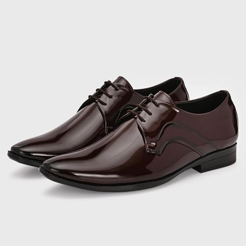 Image of Centrino Men's Formal Lace-Up Shoes | Soft & Comfortable Formal Shoe| Lace Up Textured Shiny & Glossy Oxford Casual Office Wear Shoes| Trending, Party, Outdoor Shoes for Office & College(9355)