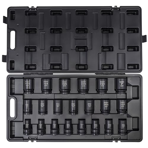 Image of SUNEX TOOLS 5693 1-Inch Drive SAE Deep Impact Socket Set, 21 piece