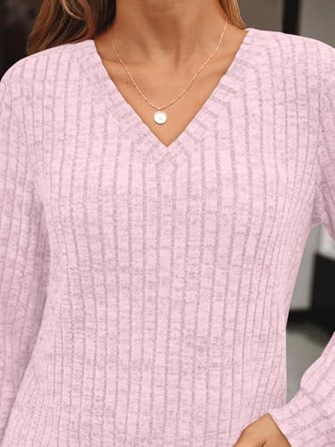 Image of AUTOMET Womens V Neck Long Sleeve Shirts Fall Tops 2026 Lightweight Sweater