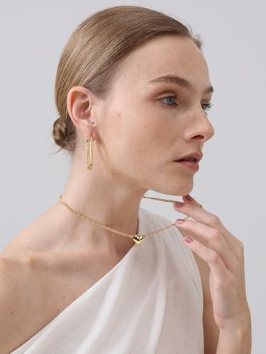 Image of FRUMOS 18K Gold Plated Chunky Hoop Earrings for Women Fashion Thick Gold Hoops Set Jewelry for Birthday Christmas Gifts
