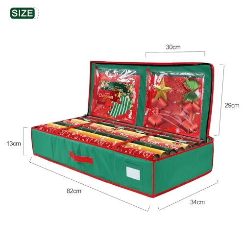 Wrapping Paper Storage Bag- Stable Gift Wrapping Paper Storage Box, 83×36×12 CM Durable 420D Oxford and Cardboard, Gift Wrap Storage Bag for Gift Bag, Postcard, Wall Paper Roll - Image 3