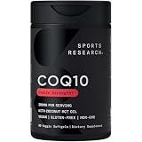 Sports Research CoQ10 200mg Capsules - Premium Coenzyme 10 Supplement with Coconut MCT Oil - Vegan Certified, Non-GMO Verified & Gluten Free - 90 Veggie Softgels
