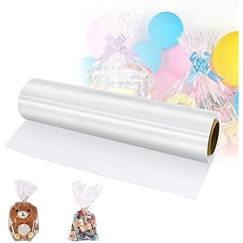 WETARENDA Clear Cellophane Wrap Roll, Width 54CMx30M Cellophane Wraps 2.5 Mil Thick Florist Cellophane Roll Transparent Wrapping Paper Crystal Wrappings Paper for Hampers Flowers Crafts Baskets Cover