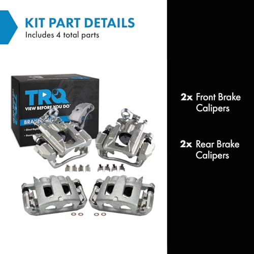 Image of TRQ Front and Rear Brake Caliper Set Zinc Coated Brackets Compatible with 2011-2018 Ford Explorer 2010-2012 Flex 2013-2018 Taurus 2010-2013 Lincoln MKT