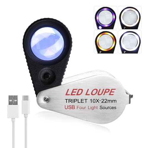 Lente d'Ingrandimento Loupe da Gioielliere 10X Triplet 22mm Ricaricabile con