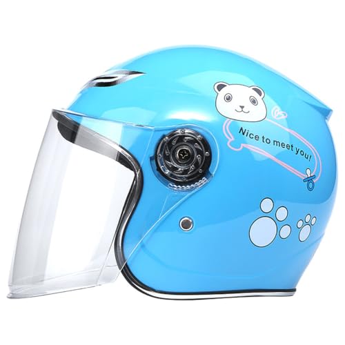 Casque enfant anti-chute et vent avec visière pour roller et vélo bleu