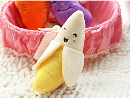 Oulensy Hund Haustier-Welpen-Plüsch-Ton Chew Quietsche Obst Banane Paprika Aubergine Spielzeug (Banane)