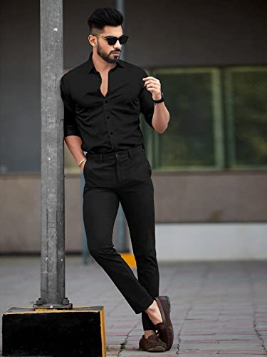 Image of Men's Cotton Solid Full Sleeves Regular Fit Formal Shirt