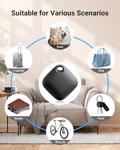 Air Tracker Tag Android Smart Tag, 4er Pack Schlüsselfinder Koffer Tracker kompatibel mit Google Mein Gerät Finden APP (Android NUR), Bluetooth Key Finder für Gepäck/Taschen (Schwarz)