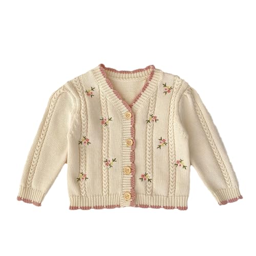 HOOLCHEAN Baby Girls Cotton Small Floral Embroidery Cardigan Swea...