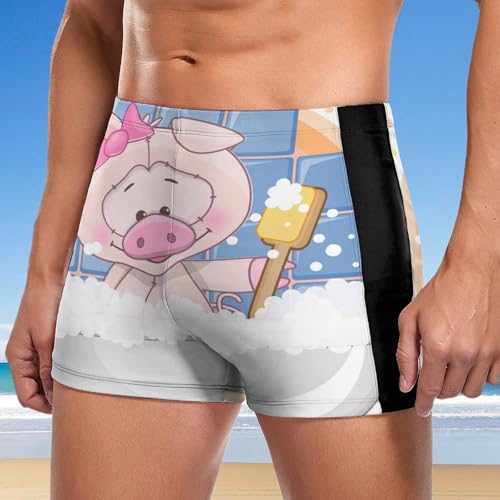 Slip de bain homme extensible imprimé cochon avec textile haute résistance - 2