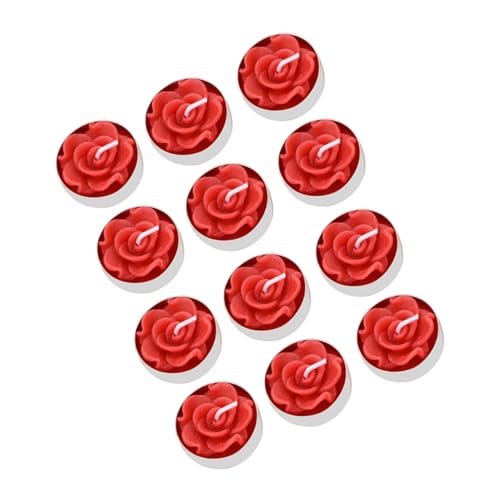 GOOHOCHY 12pcs Party Decoration Candles Led Rose Light Floating Rose Flower Candles Floating Candles Rose Floating Candle Smokeless Candles Decorative Candles Red Romantic Decorate