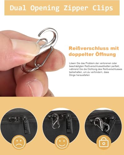 KGDUYC 15 Stück Diebstahlsicherung Reißverschluss Anhänger Rucksackschloss Doppelverriegelung Karabinerhaken S Förmig Reißverschluss Clip für Zuhause Schlüssel Outdoor Aktivitäten