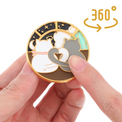 Image of Mabor Anime Cat Enamel Pin Rotatable Cute Couple Cats Alloy Metal Brooch Lapel Pins Cat Enamel Brooch Pins for Jackets Hats Decoration(1 Pcs)