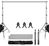 Support de Fond, 2x3m Support Fond Photo de Toile Réglable avec Sac de Transport pour Photographie/Diffusion en Direct/Mariage