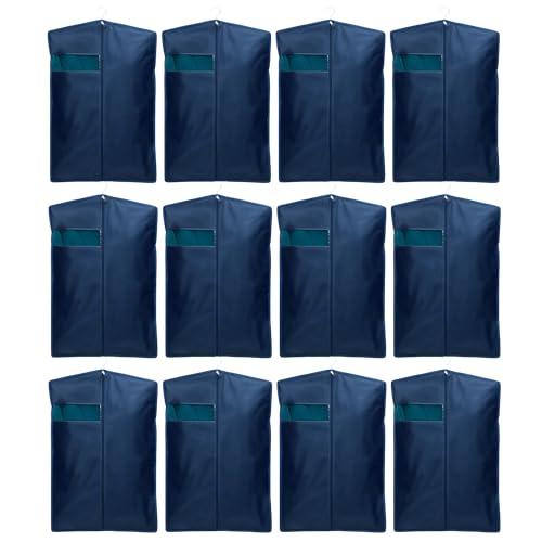 Image of Men's Coat & Blazer Cover | Fold-Over Rexin Garment Bag | Durable, Dustproof, Moisture-Proof Protector for Suits, Jackets & Formal Wear | Blue | Set of 12 Height-36 inch