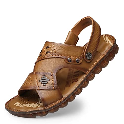 Men Sandals Slippers Genuine Leather Cowhide Male Shoes Outdoor Casual Sandals Beach Shoes(41)