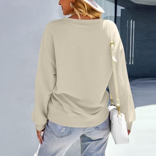 Image of Women Crew Neck Sweatshirts Fall Casual Oversized Sweat Shirts Long Sleeve Cute Preppy Sweatshirt Comfort Pullover