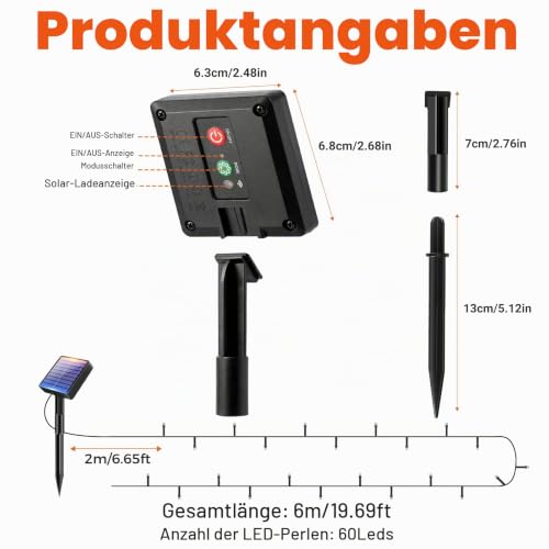 bitjam Solar Lichterkette Outdoor, 6M 60 LED Lichterkette Außen, Warmweiß – Ansicht 6