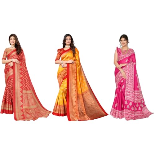 Sari pour femme combo lot de 3 vêtement traditionnel indien multicolore