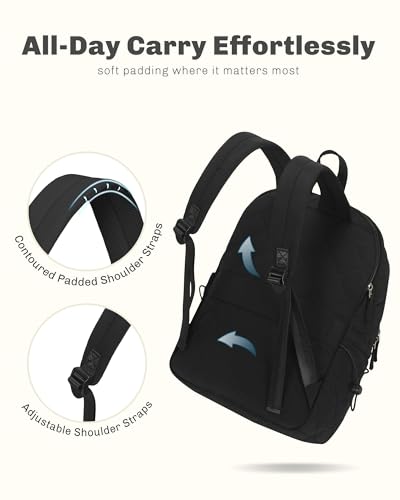 Hynes Eagle Travel Laptop Backpack Quilted College Backpack for Women Puffer Casual Daypack Personal Item Bag for 16 Inch Classic Black3